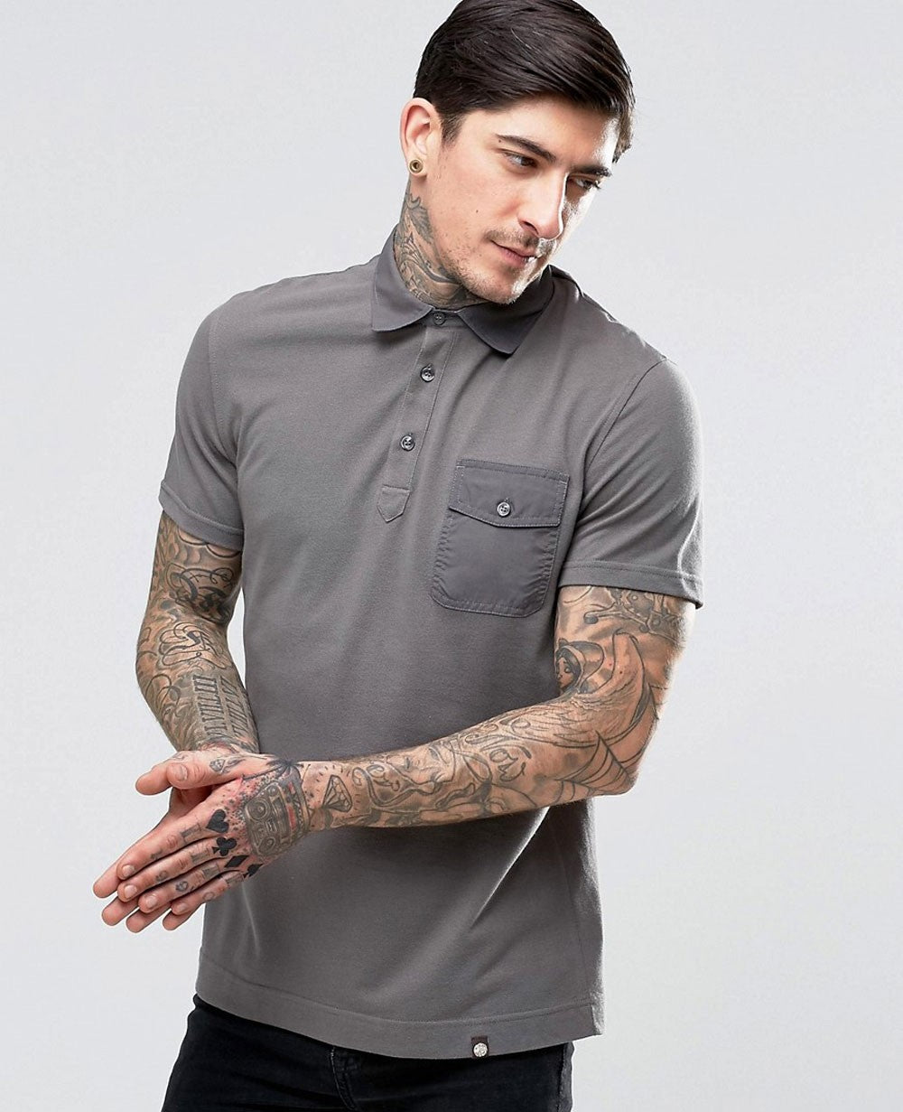 Polo Shirt With Badges In Gray