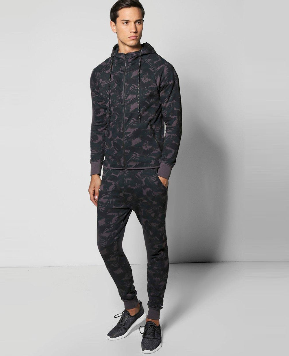 New Skinny Fit Camo Hooded Tracksuit