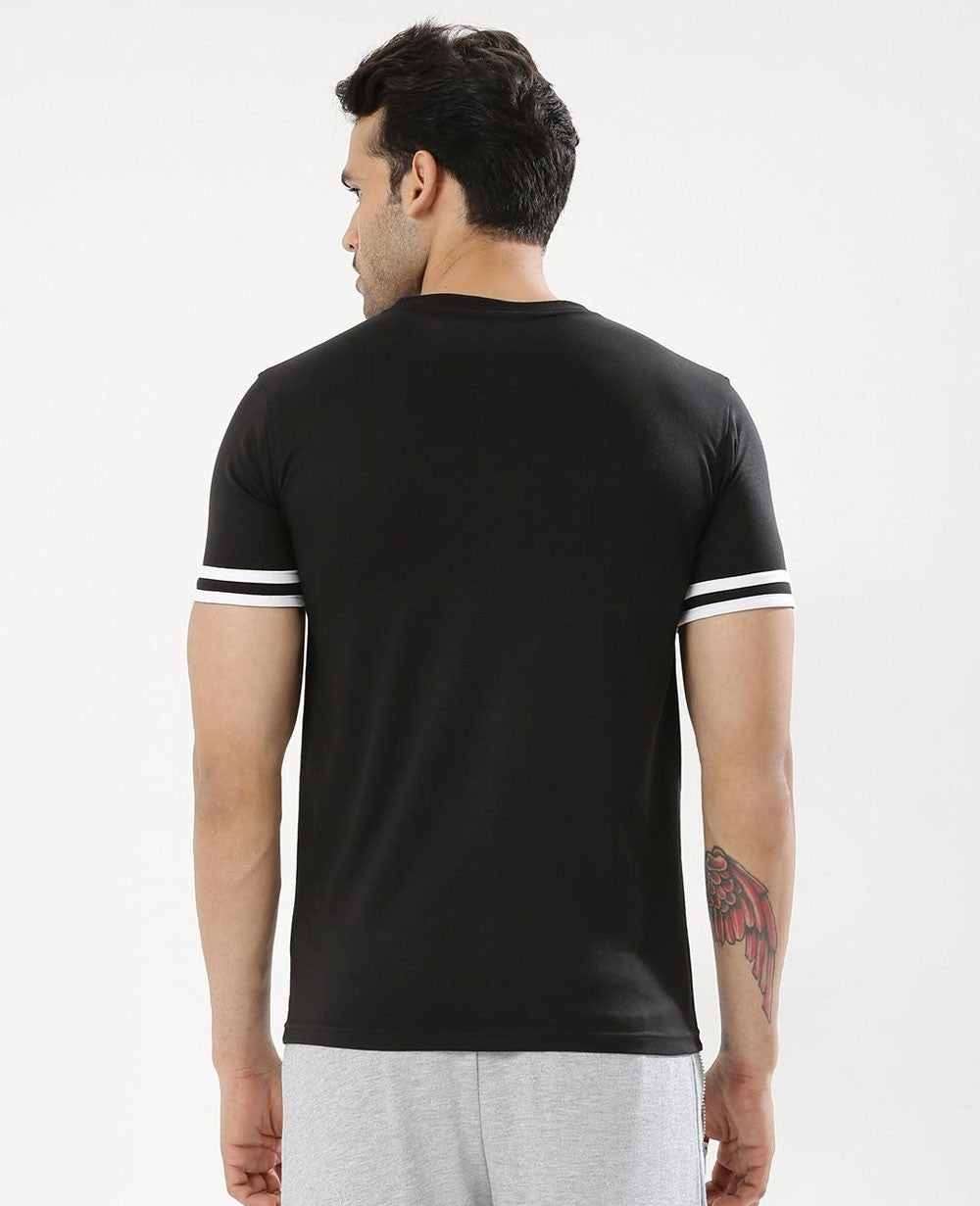 Men Striped Sleeve Polo With Zipper
