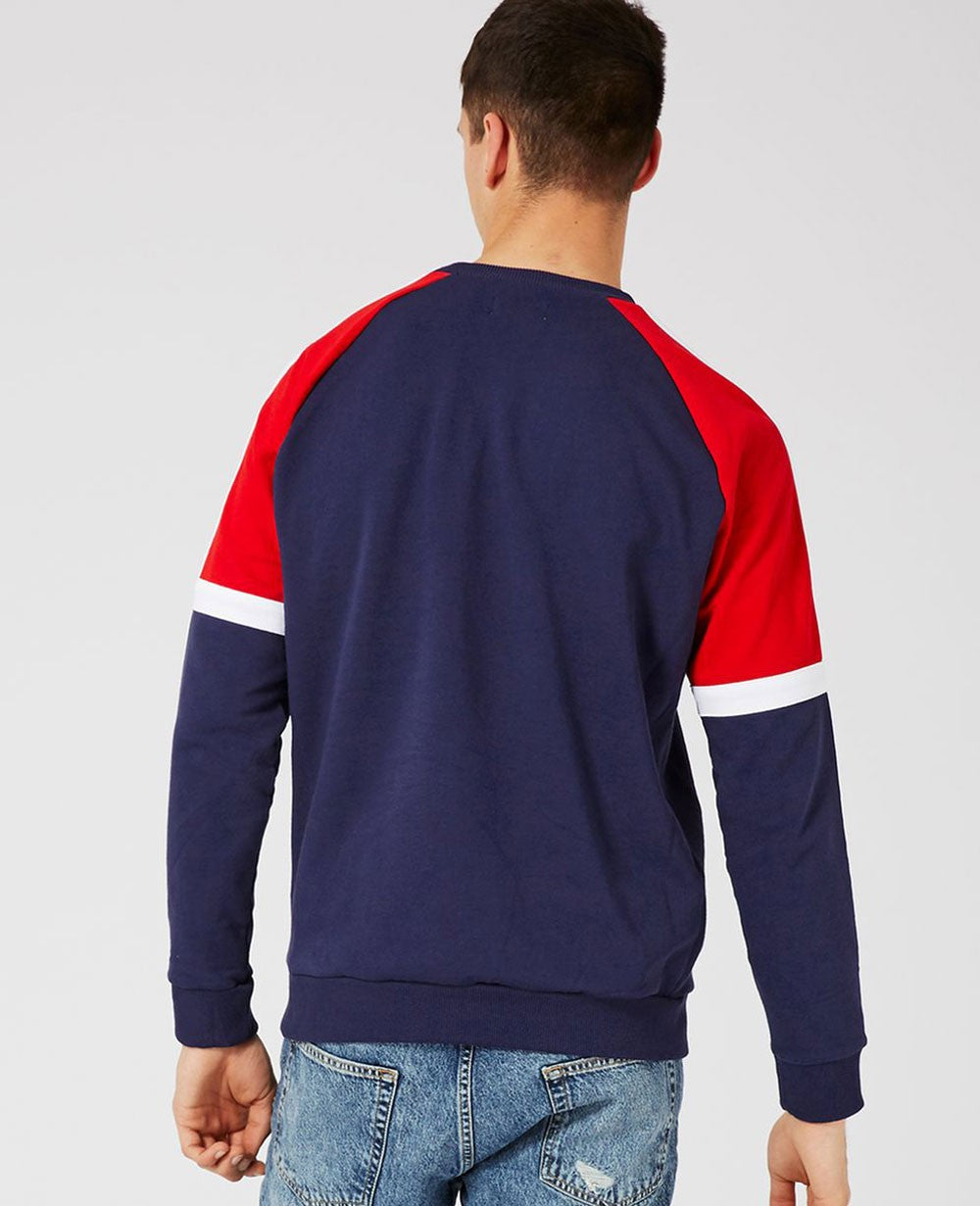 Navy And Red Paneled Sweatshirt